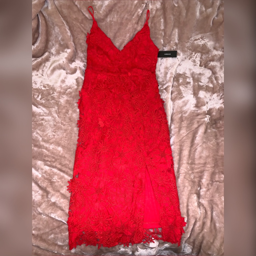 Lulu’s Red Crochet Lace Midi Dress